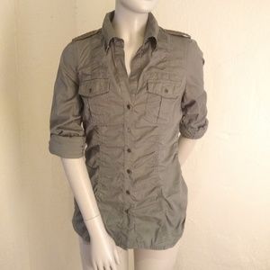 Express Military-Inspired Olive Green Button Up XS